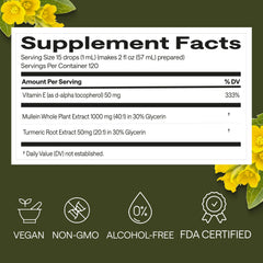 Travel-friendly bottle of mullein lung drops