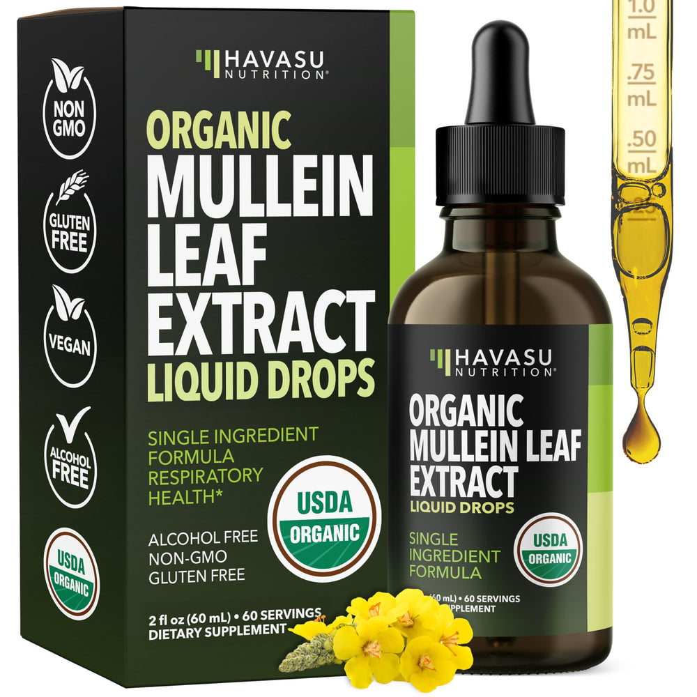 2 oz bottle of Mullein Drops for Lungs with dropper