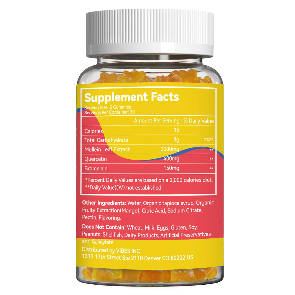 Close-up of mango-flavored Mullein Gummies 3000MG