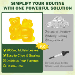 Natural mullein leaf extract gummies showing pear flavor