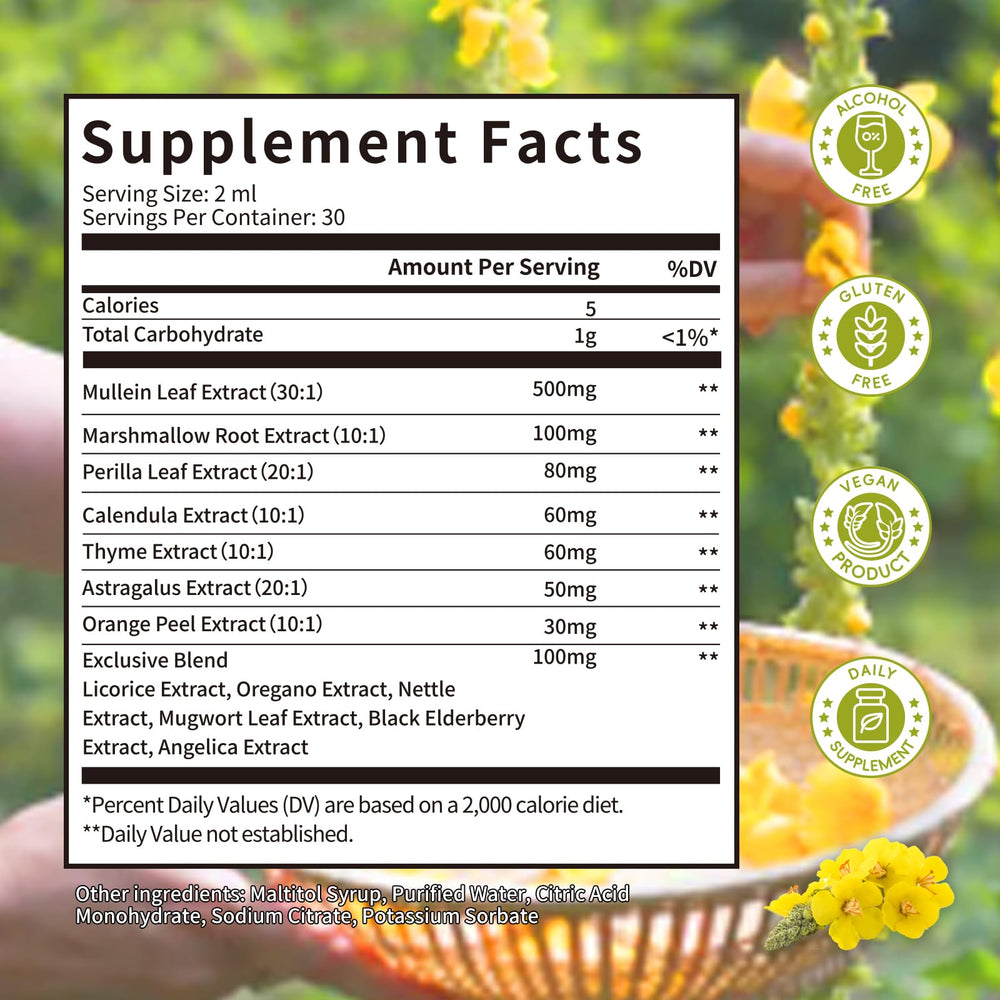 Mullein leaf extract with marshmallow root formulation