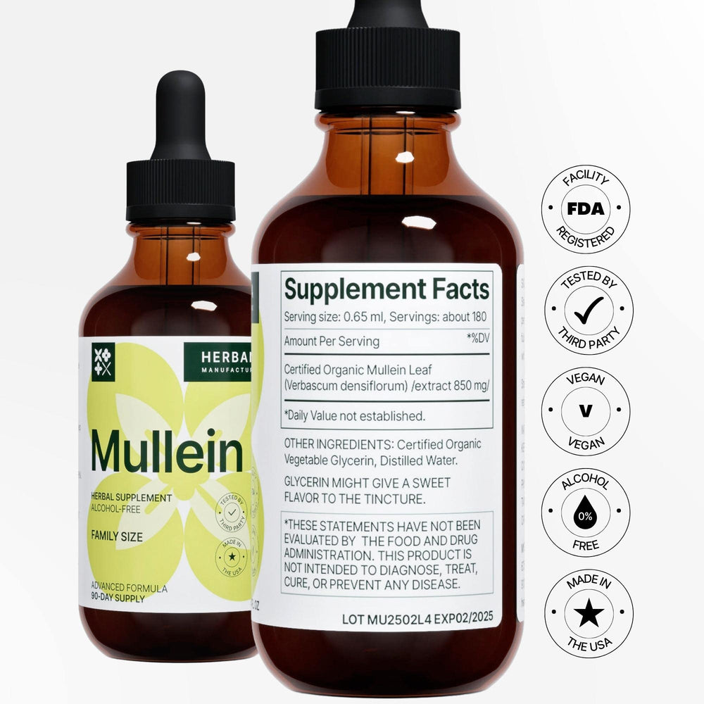 Mullein Leaf Liquid Extract packaging and label