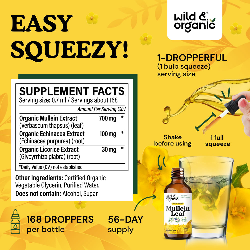 Mullein tincture drops with dropper