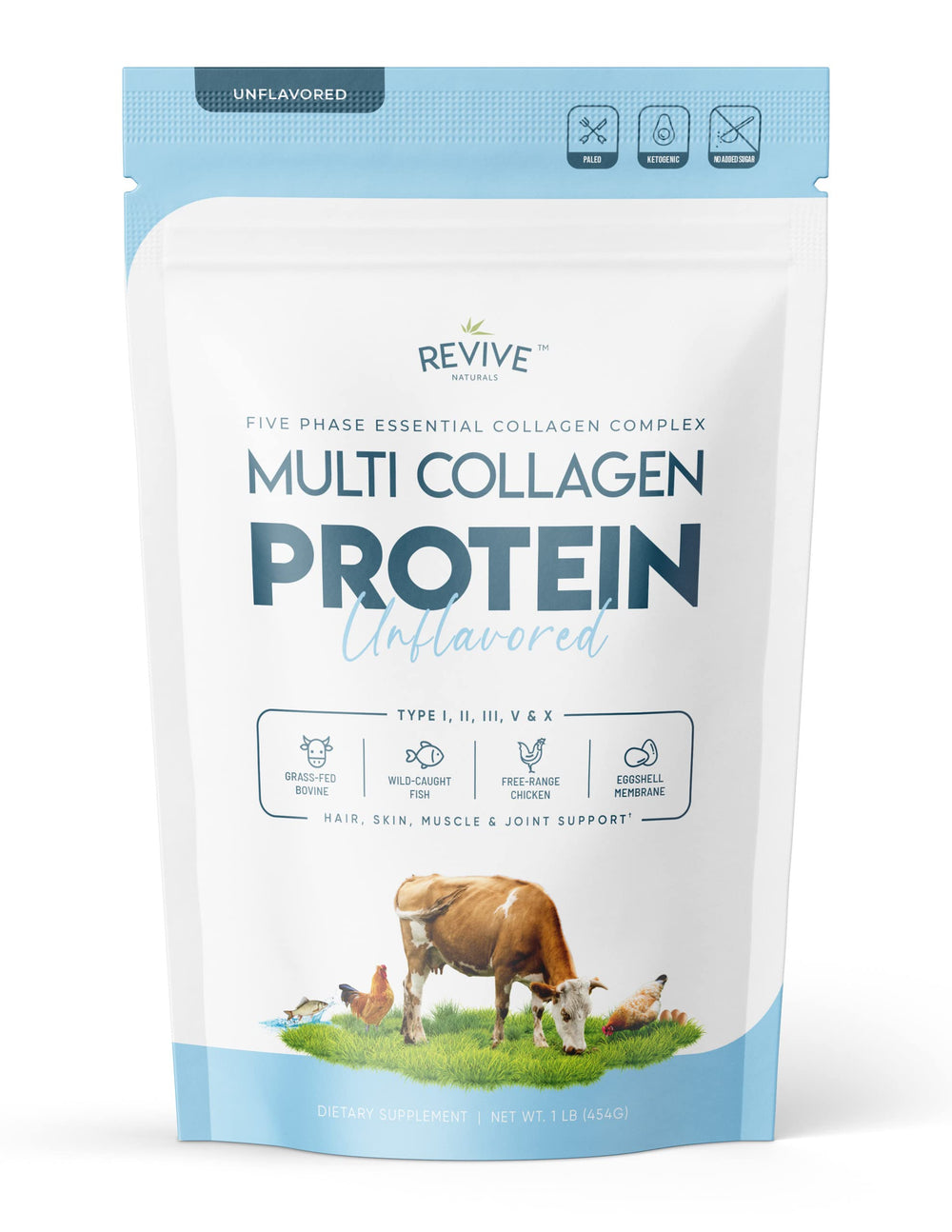 Front label of Multi Collagen Protein Powder 16oz bottle