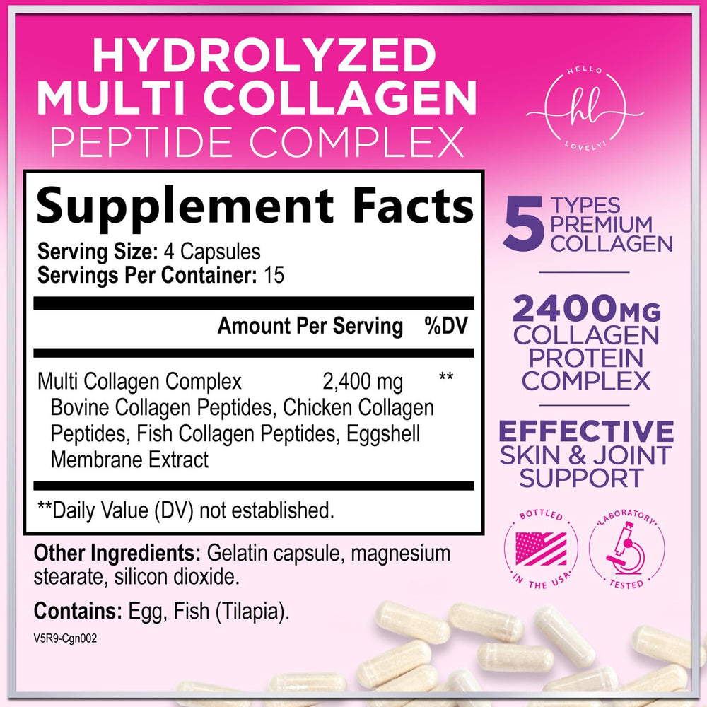 Capsules containing hydrolyzed collagen peptides blend