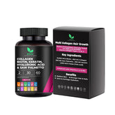 Front view of Mishas Nutraceuticals Multi Collagen Hair Pills bottle