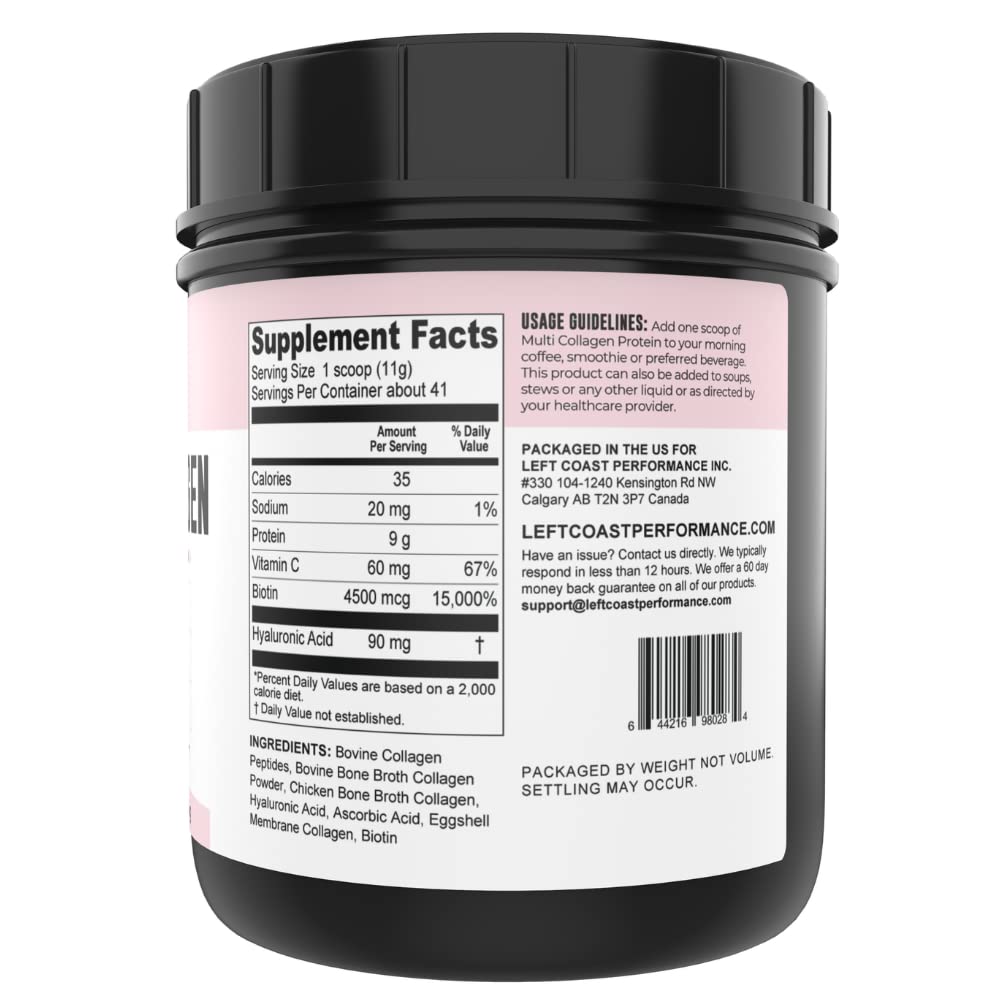 Back label of the 16oz multi collagen powder jar