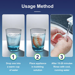 Cleaner tablets suitable for braces, retainers, mouth guards and dentures