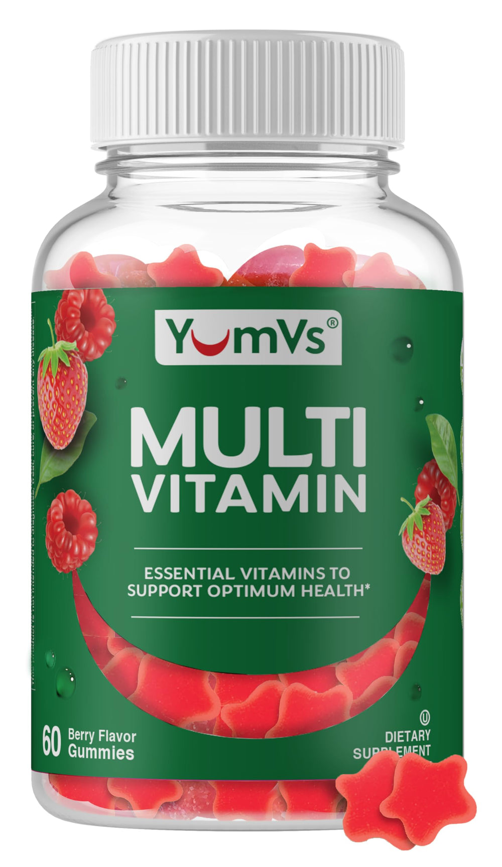 Bottle of berry-flavored multivitamin gummies for adults (60-count)