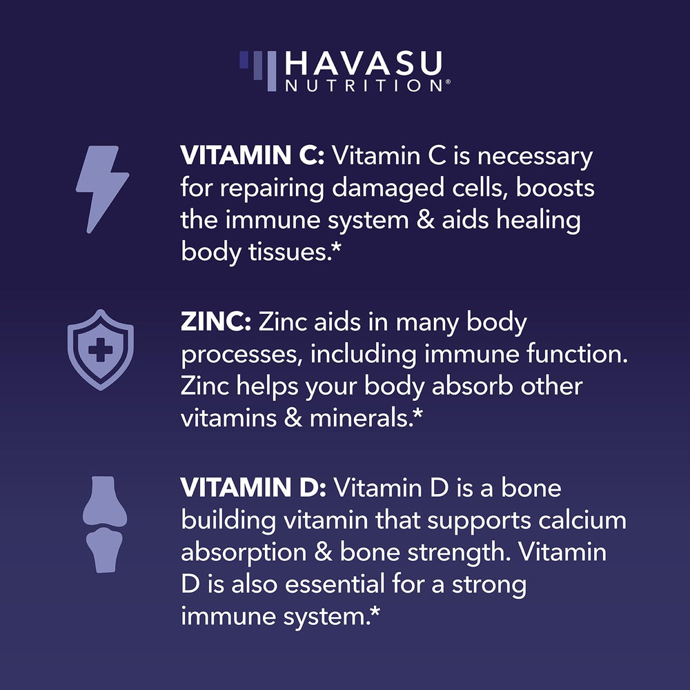 Supplement facts highlighting vitamin D and zinc