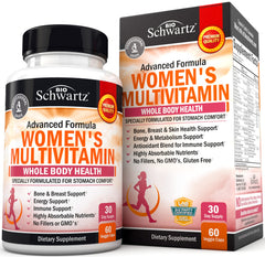 Front view of BioSchwartz Multivitamin for Women with Vitamin D3, 60-count bottle