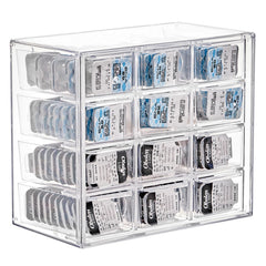 MUQING 12-grid daily contact lens case storage box with open drawer design