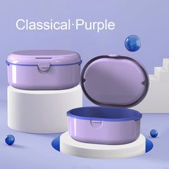Purple denture case used for multi-use storage