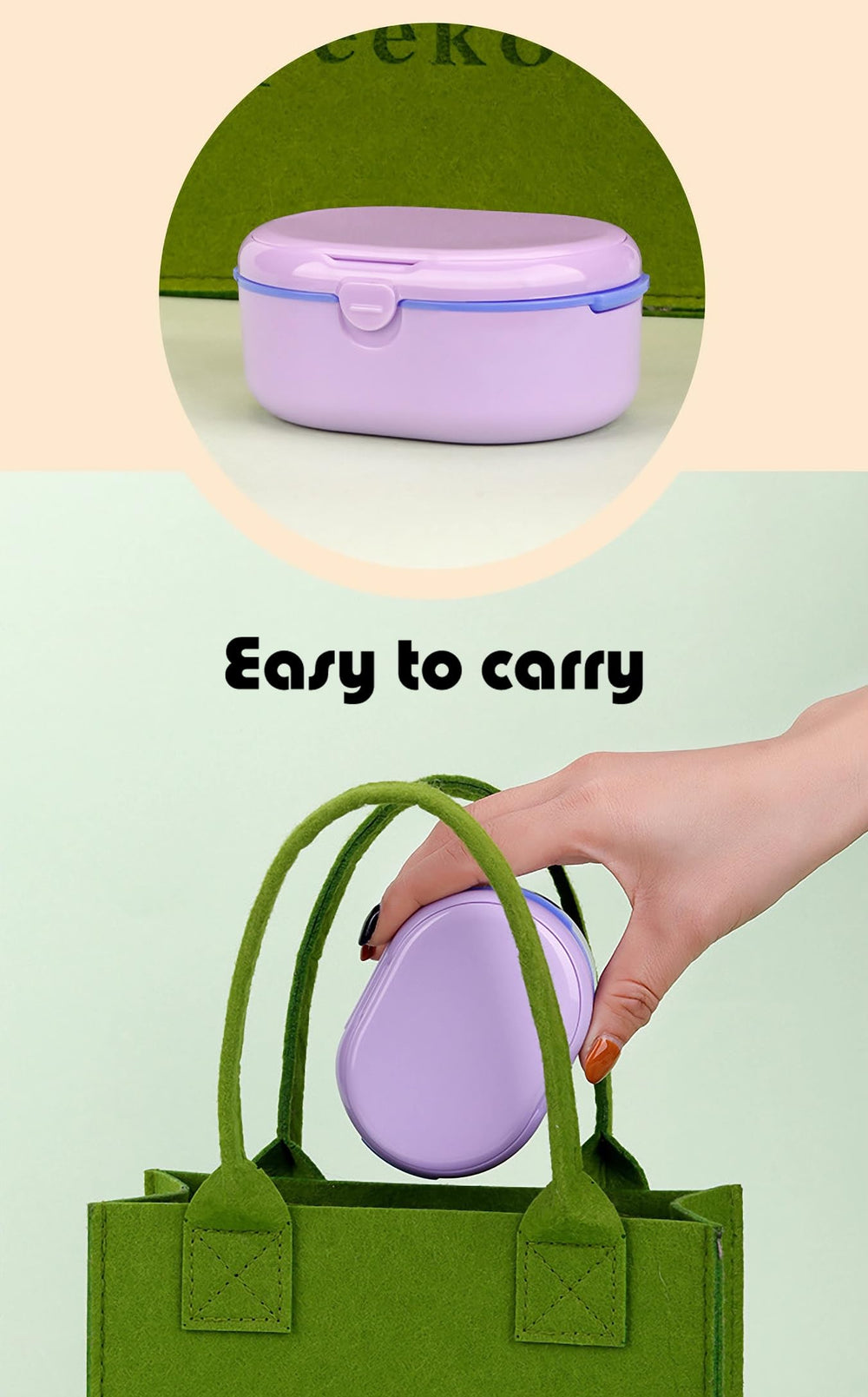 Travel-ready purple retainer case dimensions