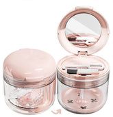 Pink MURRI&MURRDI retainer mouth guard soak container with drain tray and attached mirror