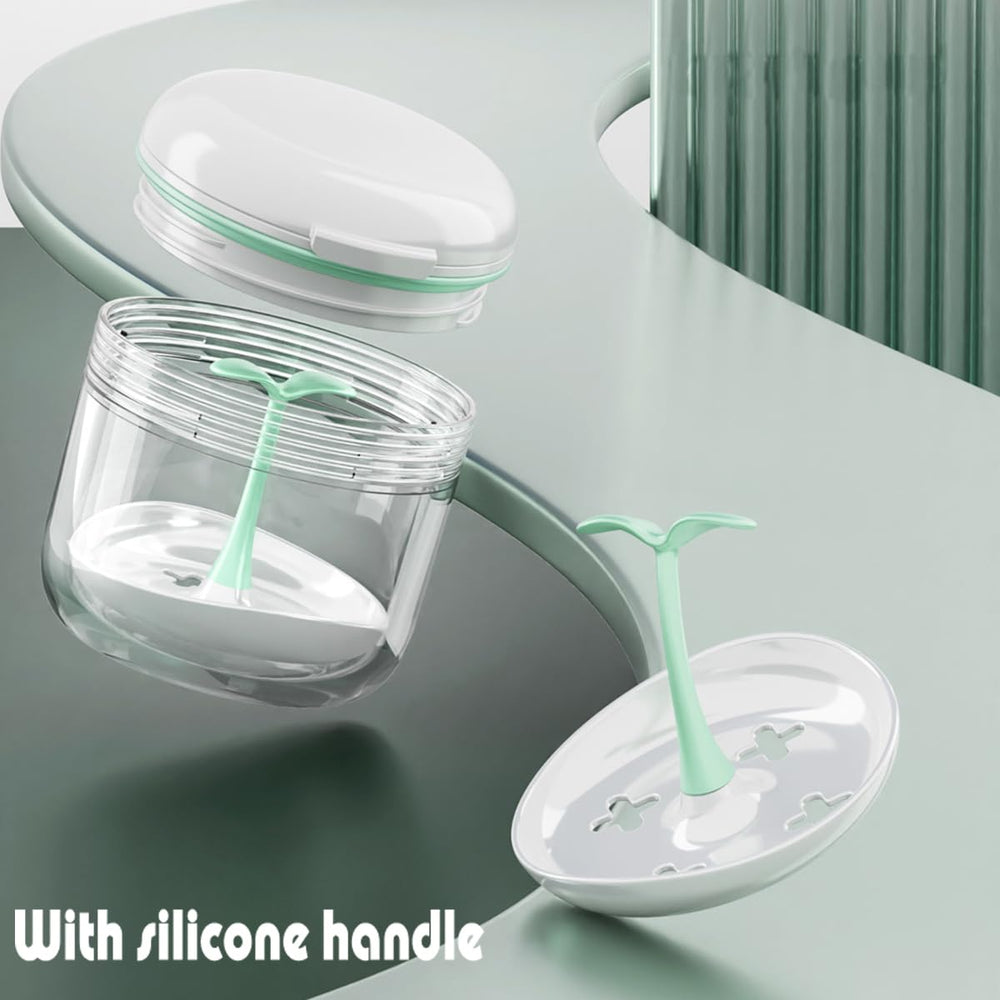 Compact, stylish denture holder ideal for home, office and travel