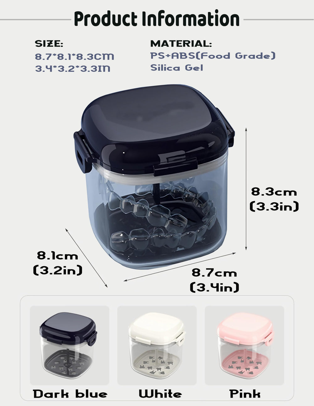 Mouth guard case and braces cleaner cup in blue