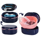 MURRI&MURRDI retainer case in dark blue with built-in strainer basket