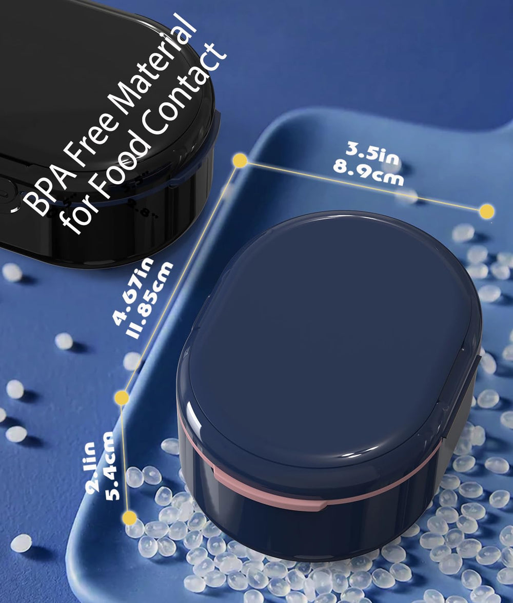 Interior view highlighting drain tray and mirror in the denture case