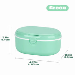 Gift-ready denture case with accessories and mirror in D Green