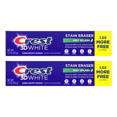 Crest 3D White Stain Eraser toothpaste Mint Splash tube back label