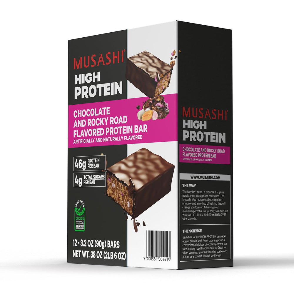 12-pack MUSASHI High Protein Bars for post-workout and on-the-go