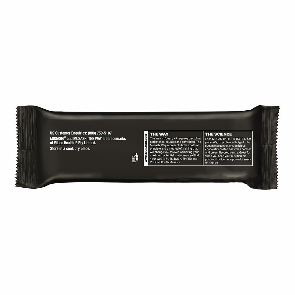 Retail display of MUSASHI Rocky Road protein bars
