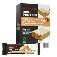 MUSASHI High Protein Bar White Chocolate Caramel packaging