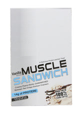 Muscle Foods Muscle Sandwich Peanut Butter Vanilla packaging showing a 12-bar box for convenient protein