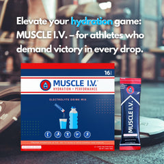 Lifestyle setup with Muscle I.V. hydration box and gym accessories