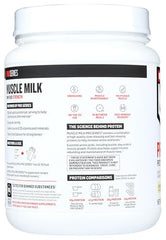 Muscle Milk Pro Series tub front label indicating 50g protein per two scoops