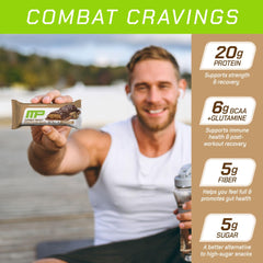 MusclePharm Combat Ready bar texture highlight, soft-baked center with crisp chips.