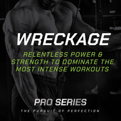 MusclePharm Pro Series Wreckage Informed Sport badge signals quality and safety.