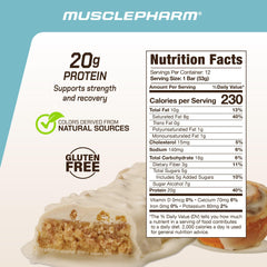 MusclePharm Combat Ready Cinnamon Roll bar texture close-up shows chewy-crisp bite