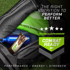 MusclePharm Combat Sport Bar nutrition facts highlight 20g protein and 5g fiber.