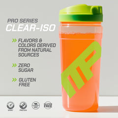 MusclePharm Pro Series Clear-ISO ingredients list image communicates gluten-free, no added sugars