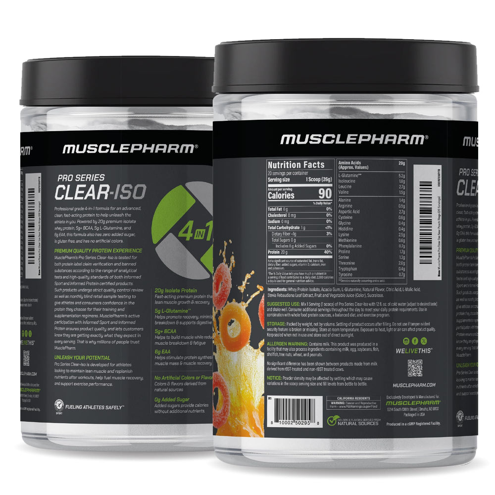 MusclePharm Pro Series Clear-ISO label testing certificates prove purity and adherence to sport standards