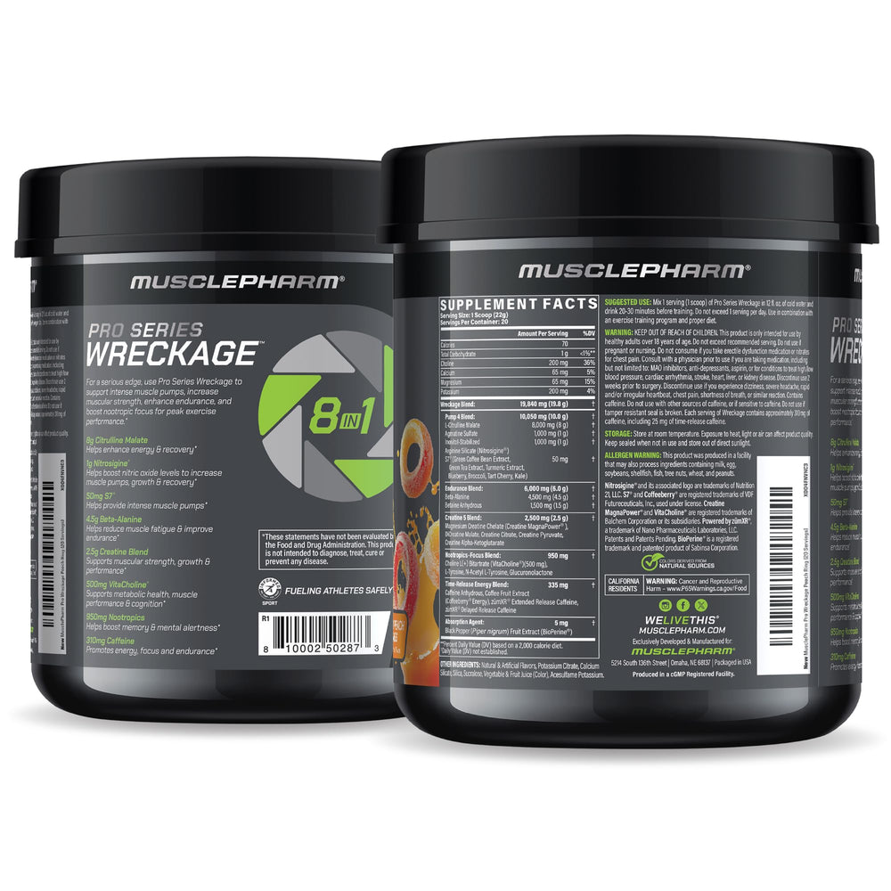 MusclePharm WRECKAGE BioPerine image suggests enhanced ingredient absorption.