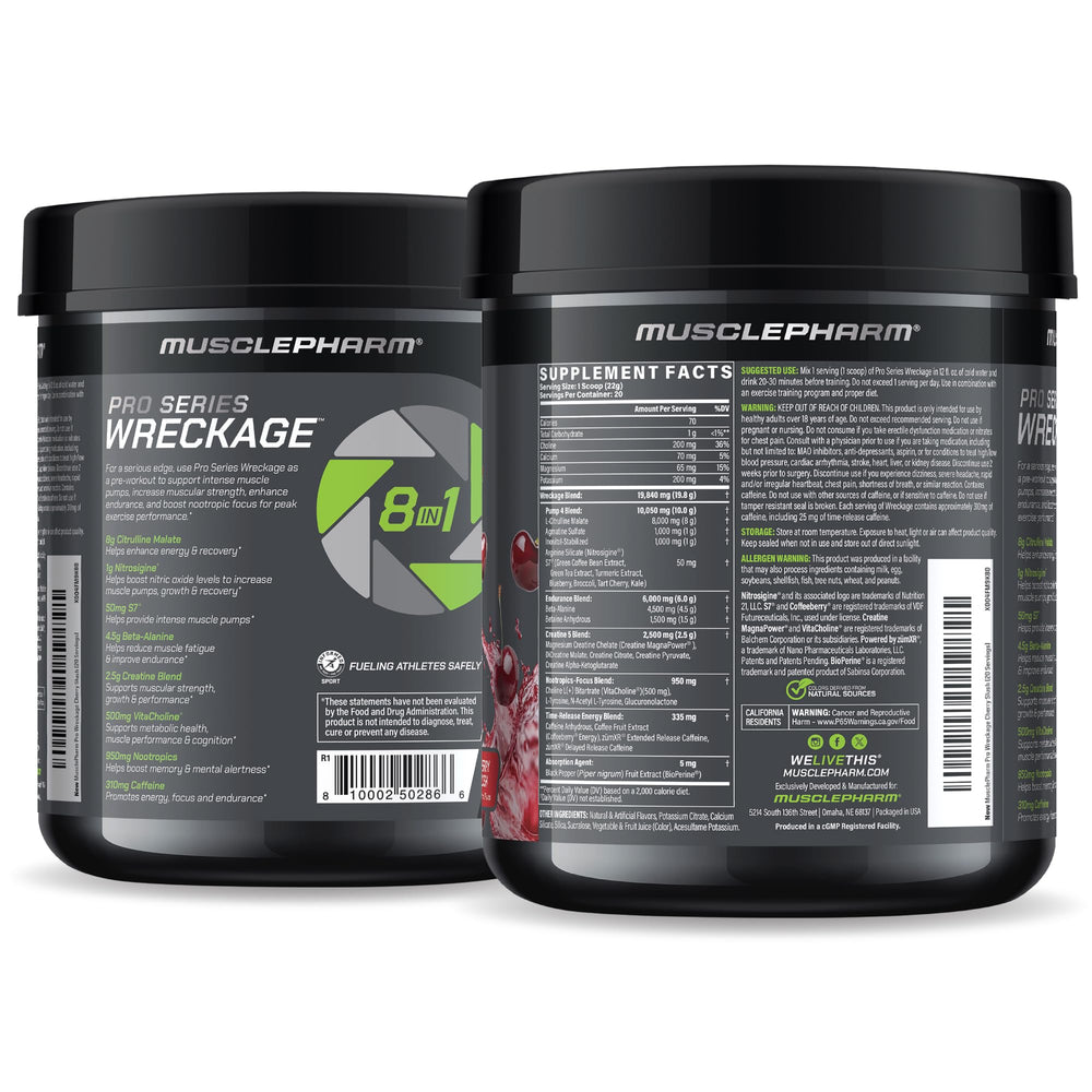 MusclePharm WRECKAGE certification seal emphasizes quality and substance testing