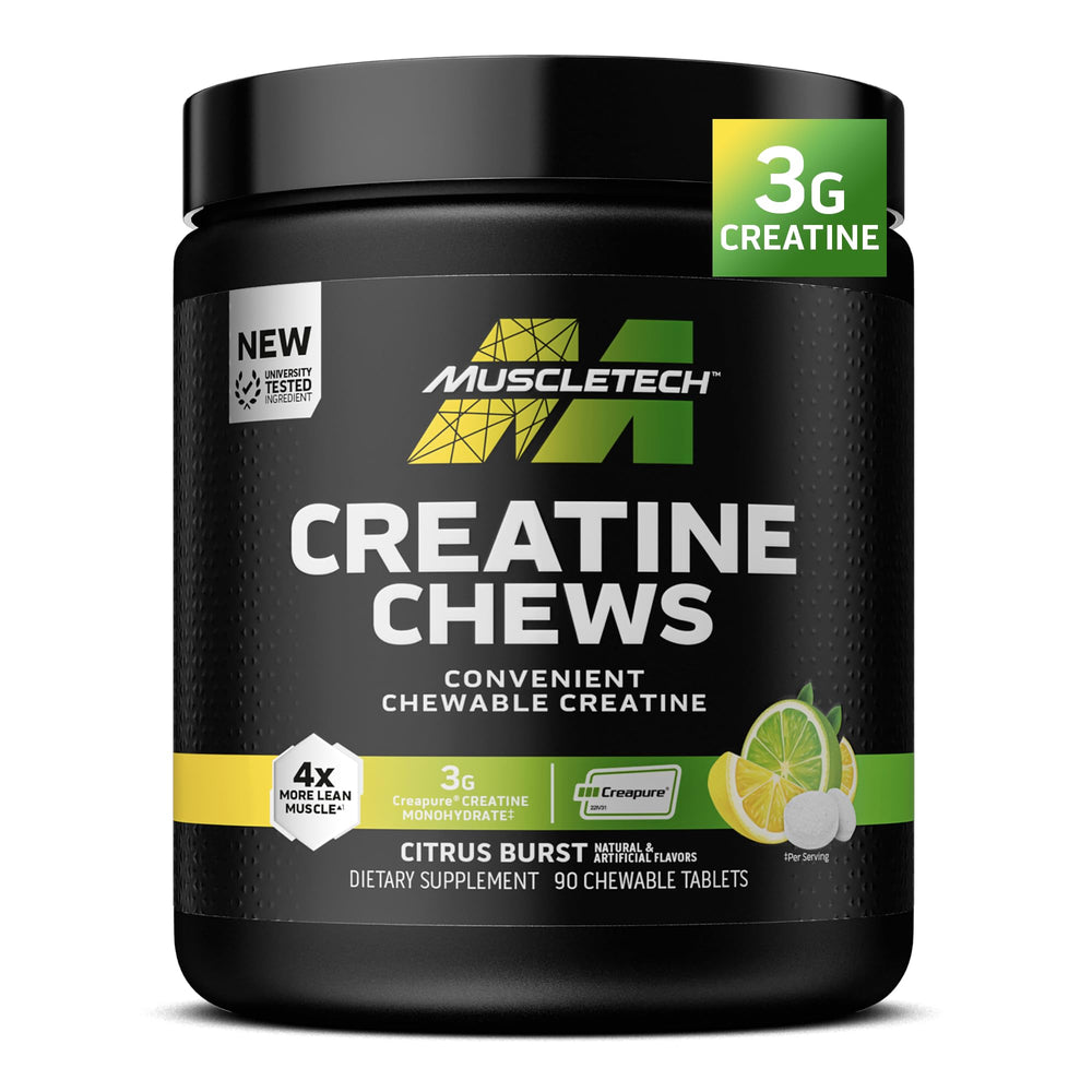 MuscleTech Creatine Chews Citrus Burst bottle label 90-count