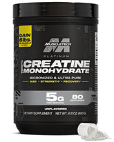 Muscletech Platinum Pure unflavored creatine monohydrate powder bottle