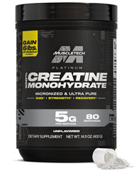 Muscletech Platinum Pure unflavored creatine monohydrate powder bottle