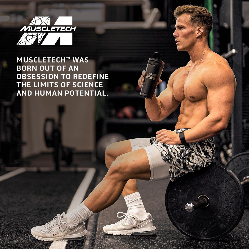 MuscleTech IsoWhey Vanilla post-workout glass shake ready