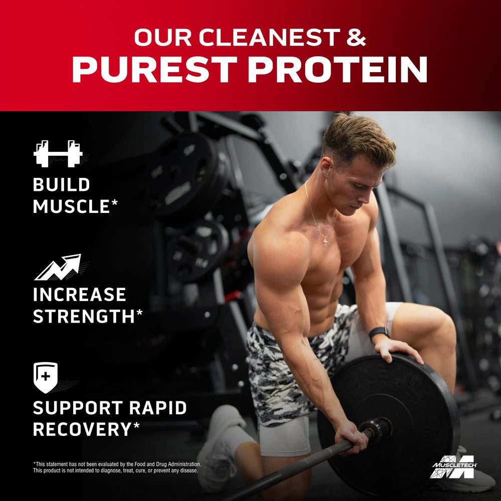 MuscleTech IsoWhey Vanilla tub-front highlighting 5lbs and pure isolate protein