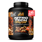 MuscleTech Nitro-Tech Whey Gold tub front view in Chocolate Peanut Butter conveying fast recovery