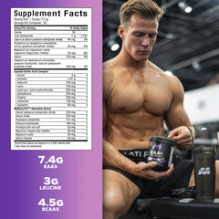 Serving scoop of MuscleTech Platinum 100% EAA+ Grape