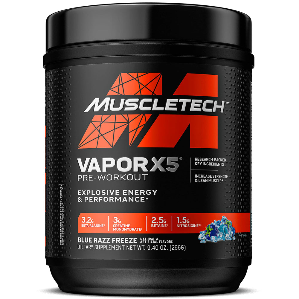 MuscleTech VaporX5 Pre-Workout Blue Razz Freeze packaging