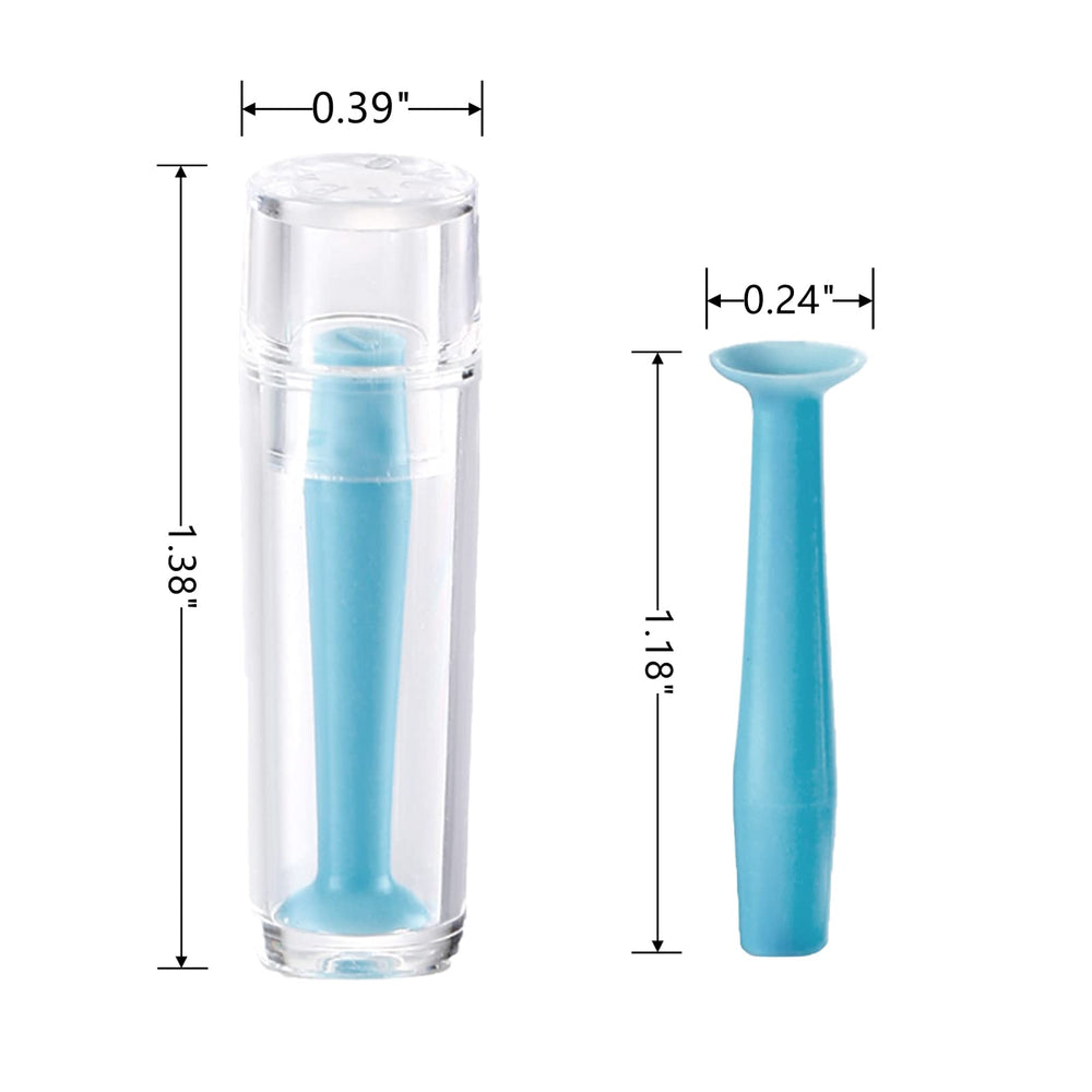 Close-up of blue suction cup on hard contact lens remover for RGP lenses