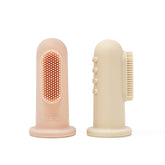 Mushie Baby Finger Toothbrush Blush/Shifting Sand on white background