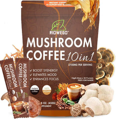 Mushroom coffee powder 10-in-1 blend with organic Lion’s Mane and Reishi